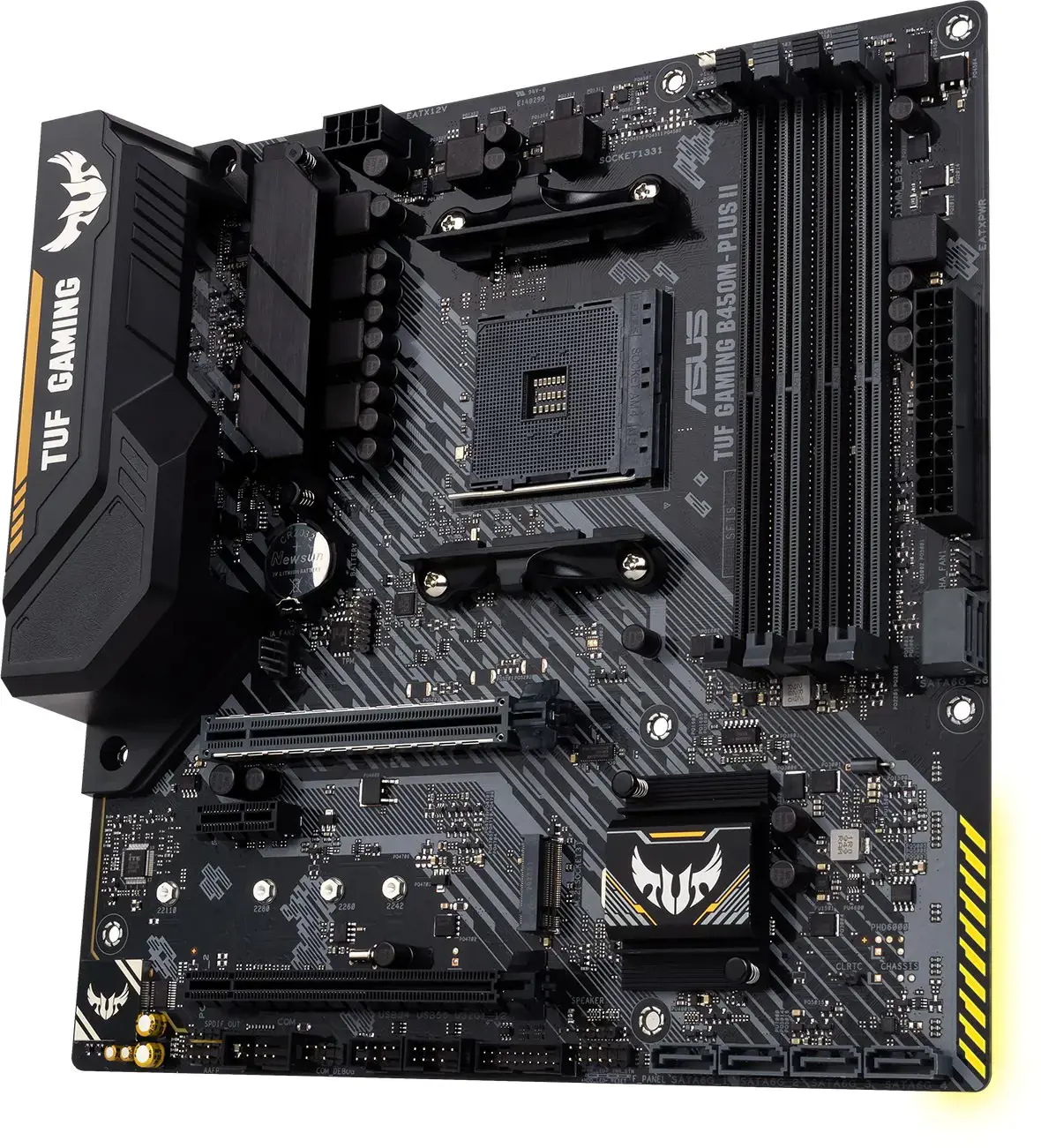 ASUS TUF Gaming B450M-Plus II, AMD, Socket AM4, AMD Ryzen™ 3, 2 kartos AMD Ryzen™ 3, 3 kartos AMD Ryzen™ 3, 3 kartos AMD Ryzen™ 3, AMD Ryzen™ 5, 2..., DDR4-SDRAM, 128 GB, DIMM