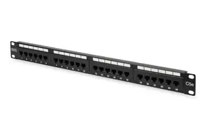 DIGITUS komutacinė 19 colių 24 prievadų Cat5e STP neekranuota instaliacija apie LSA juodą RAL9005 b…