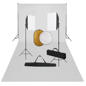 Fotostudijos komplektas su šviesdėžėmis, fonu ir reflektoriumi
