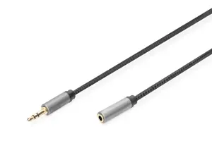 Digitus AUX garso kabelis Stereo 3,5 mm vyriškos ir moteriškos lyties aliuminio korpusas .DB-510210…