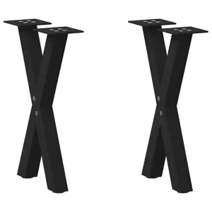 Kavos staliuko kojelės, X formos, 2 vnt., juodos, 28x(42-43) cm, plienas