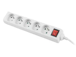 LANBERG PS1-05E-0150-W Lanberg 1,5 m baltos spalvos LANTERGE CURVE 5X 230V PL su grandinės pertrauk…