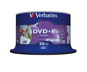 VERBATIM 50x DVD+R AZO 4,7GB 16x Spindle platus spausdinamasis paviršius, be ID