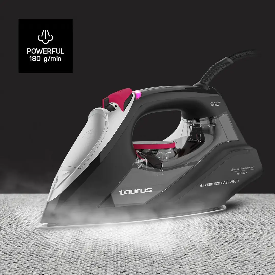 Taurus Geyser Eco Easy 2800 sausas ir garų lygintuvas Keraminė pado plokštė 2800 W Juoda