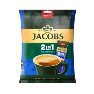 Tirpiosios kavos gėrimas JACOBS Classic 2in1, maišeliuose, 10 x 12.4 g