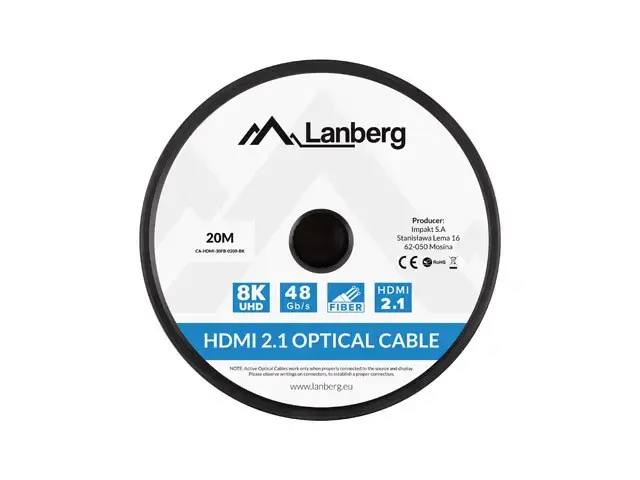 LANBERG HDMI v2.1 8K M/M kabelis 20 m optinis AOC