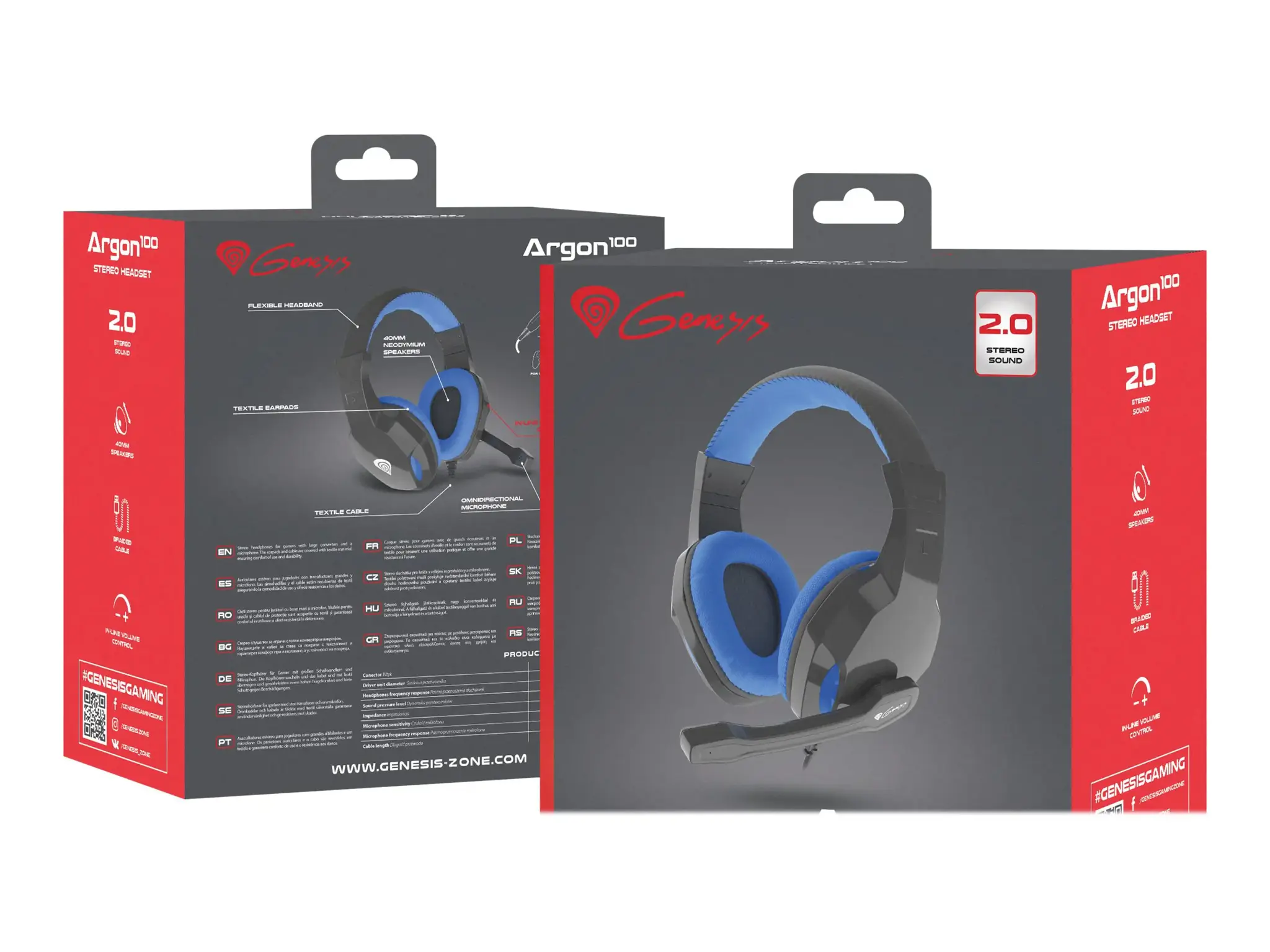 NATEC NSG-1436 GENESIS GENESIS Žaidimų ausinės ARGON 100 Stereo Black-Blue