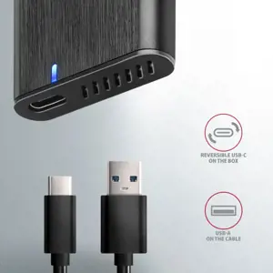 AXAGON EEM2-SBC, M.2 SATA be varžtų RAW dėžutė, juoda, SuperSpeed USB-C 10 Gbps