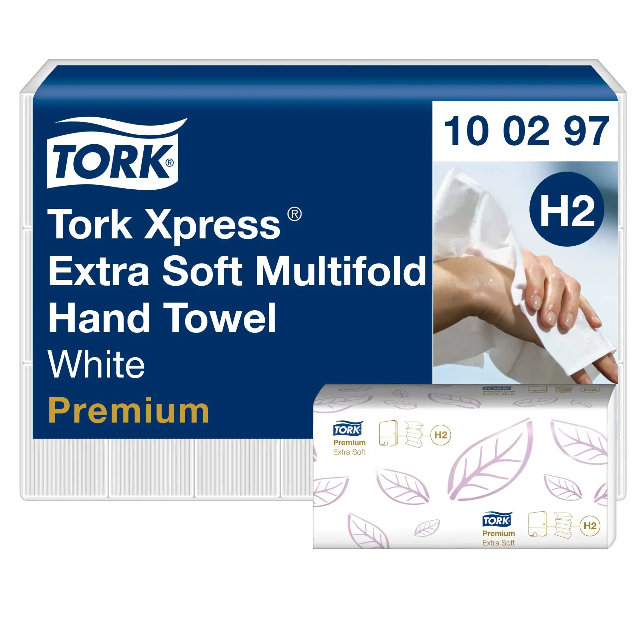 Rankų valymo popierius TORK PREMIUM EXTRA SOFT, H2 100297, 2 sl.,100 serv., 21.2 x 34 cm, balta sp.