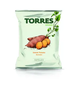Saldžių bulvių traškučiai TORRES, 90g