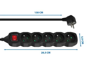 Esperanza ELK214K power extension 1.5 m 5 AC outlet(s) Indoor Black
