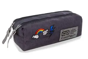 Penalas-pieštukinė su užtrauktukais CoolPack EDGE SPARKLING BADGES GREY, dviejų skyrių