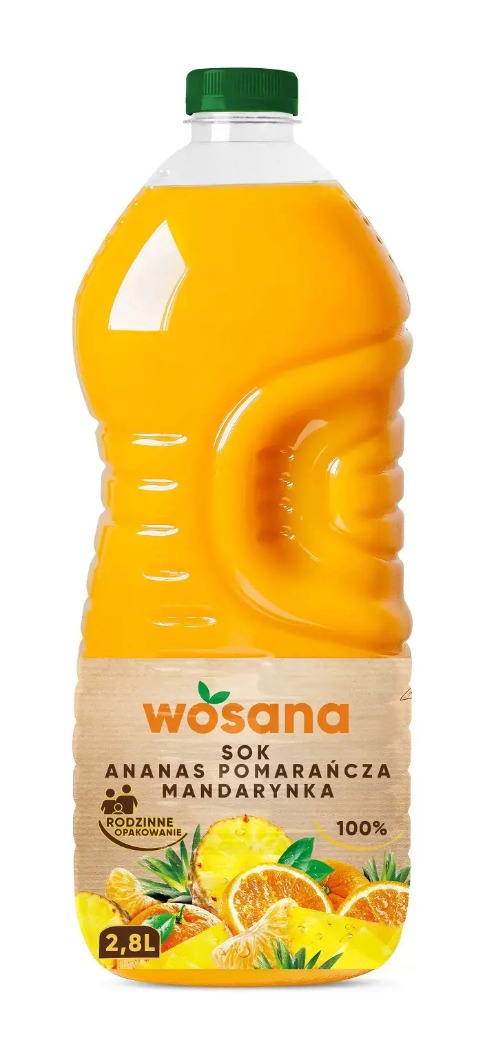 Sultys WOSANA, apelsinų, mandarinų, ananasų, 100%, 2.8 l, PET