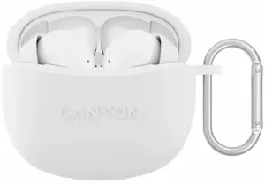 "Canyon" TWS-5 "Bluetooth" ausinės su mikrofonu, BT V5.3 JL 6983D4, dažnių diapazonas: 20Hz-20kHz, baterija "EarBud" 40mAh*2+įkrovimo dėklas 500mAh, C tipo laido ilgis 0,24 m, dydis: 58,5*52,91*25,5 mm, 0,036 kg, baltos spalvos