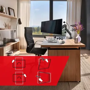 Maclean MC-968 Double Arm Monitor Mount with Gas Spring 17-57" 27 kg Heavy Duty Sturdy Full Motion …