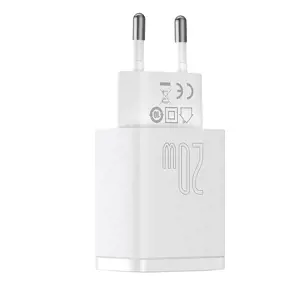 Baseus Compact quick charger USB Type C | USB 20 W 3 A Power Delivery Quick Charge 3.0 white (CCXJ-B02)