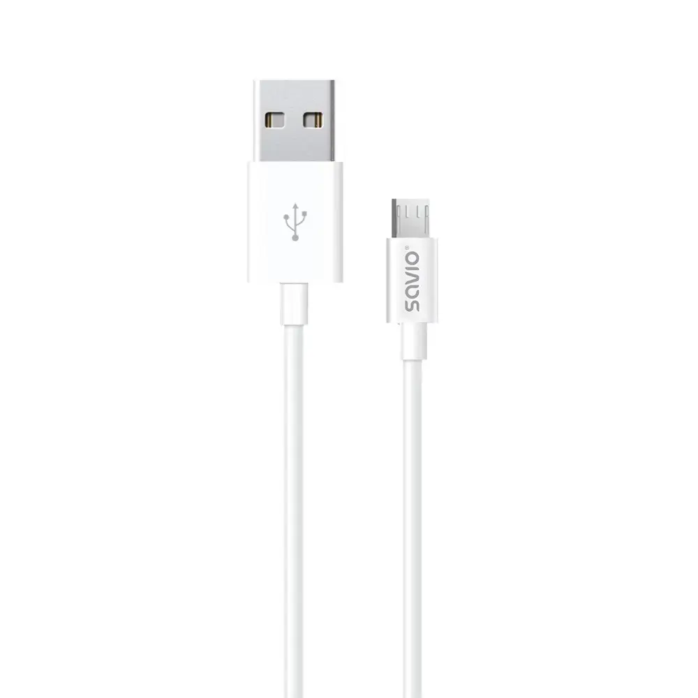 Kabelis SAVIO CL-124 (Micro USB - USB 2.0 A tipo ; 2 m; baltos spalvos)