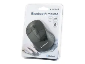 GEMBIRD 6 mygtukų optinė "Bluetooth" pelė veikia su "Bluetooth" palaikančiais nešiojamaisiais kompiuteriais ir kt., keičiant skiriamąją gebą iki 1600 dpi
