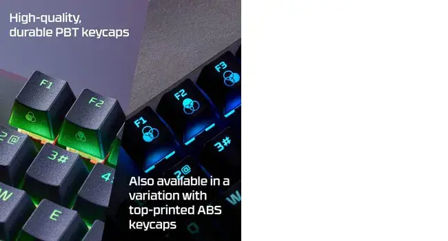 "HyperX Alloy Origins Core PBT HX Aqua" - mechaninė žaidimų klaviatūra, be klavišų (80-87 %), USB, mechaninė, QWERTY, RGB LED, juoda