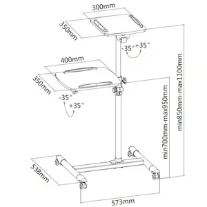 TECHLY 309593 Techly Universalus projektoriaus / nešiojamojo kompiuterio vežimėlis su dviem lentynomis, baltos spalvos