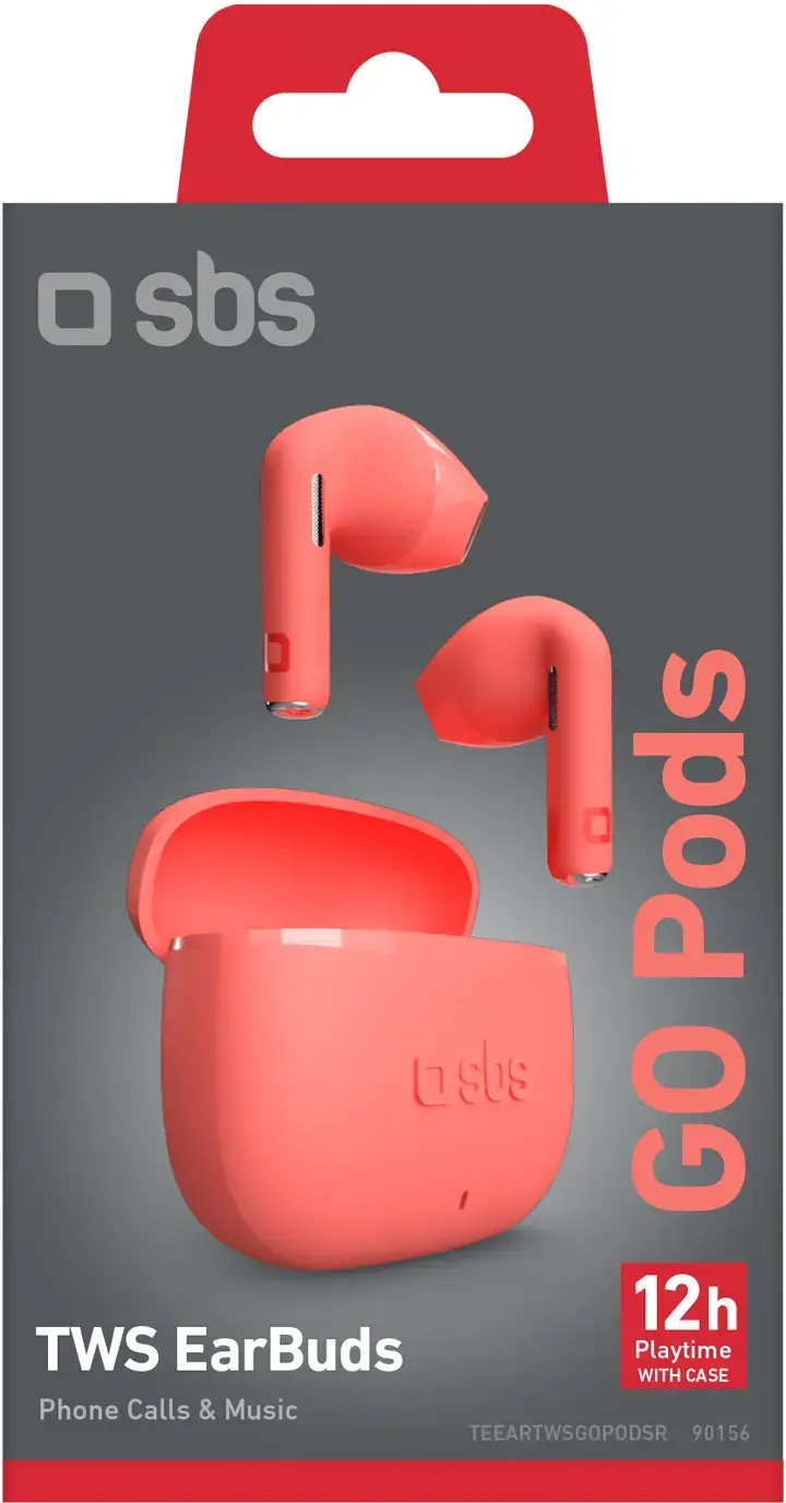 SBS wireless earbuds Go Pods TWS, red