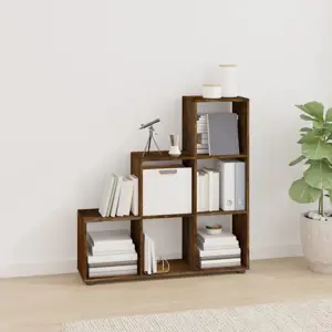 Knygų lentyna, dūminio ąžuolo, 107cm, mediena, laiptų dizaino