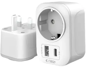 Tech-Protect travel adapter TA100 UK-EU, white