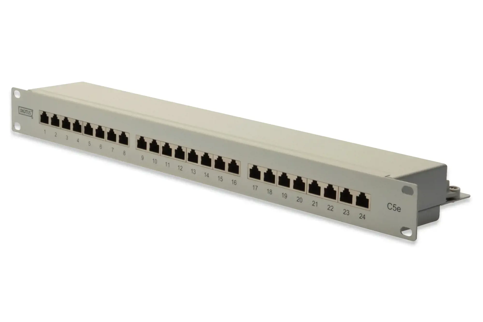 DIGITUS Patch Panel 19inch 24Port Cat5e STP ekranuotas pilka RAL7035 kabelių montavimas apie LSA