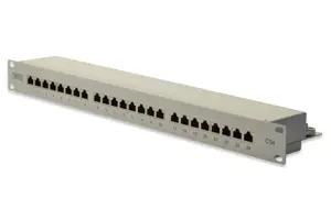 DIGITUS Patch Panel 19inch 24Port Cat5e STP ekranuotas pilka RAL7035 kabelių montavimas apie LSA