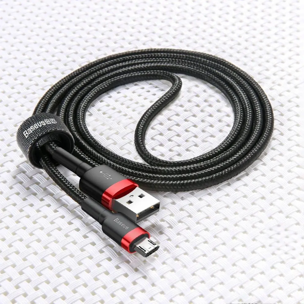 Baseus Cafule Cable Durable Nylon Braided Wire USB | micro USB 2A 3M black-red (CAMKLF-H91)