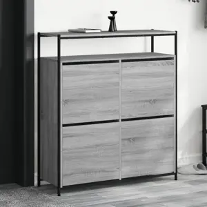Batų spintelė su 4 atverčiamais stalčiais, pilka, 100x34x112cm