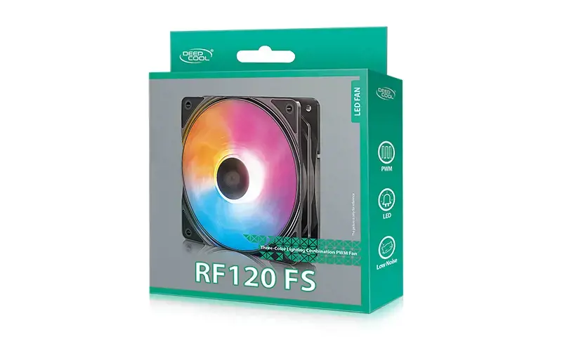 "DeepCool RF120 FS", ventiliatorius, 12 cm, 500 aps/min, 1500 aps/min, 27 dB, 56,6 cfm