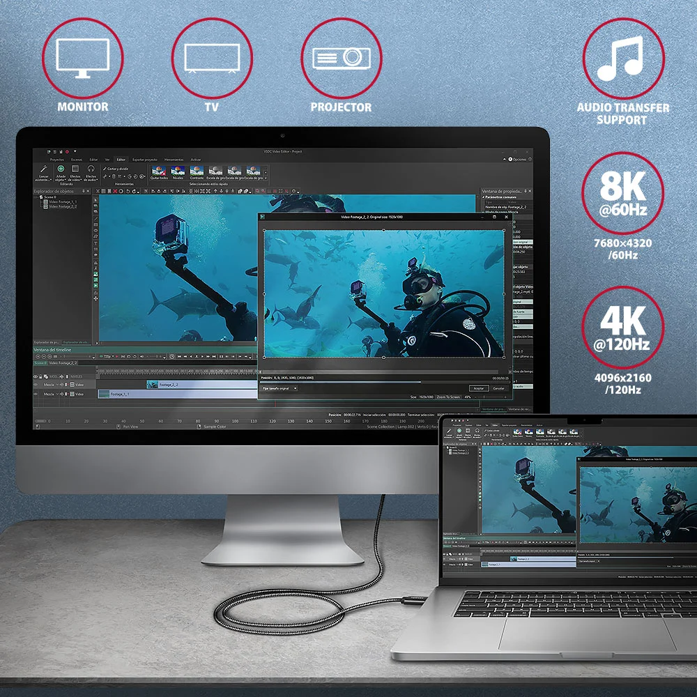 CABLE USB-C TO USB-C 0.5M 240W/8K BLACK BUCM4X-CM05AB AXAGON