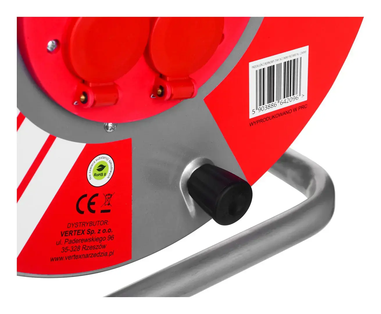 VERTEX PB25METAL 3x2,5 mm juodos spalvos prailginimo kabelis