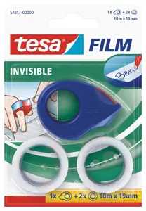 Permatoma lipni juostelė TESA Invisible Self-Adhesive Tape, 2vnt x 19mm x 10m,  su mažu dėklu
