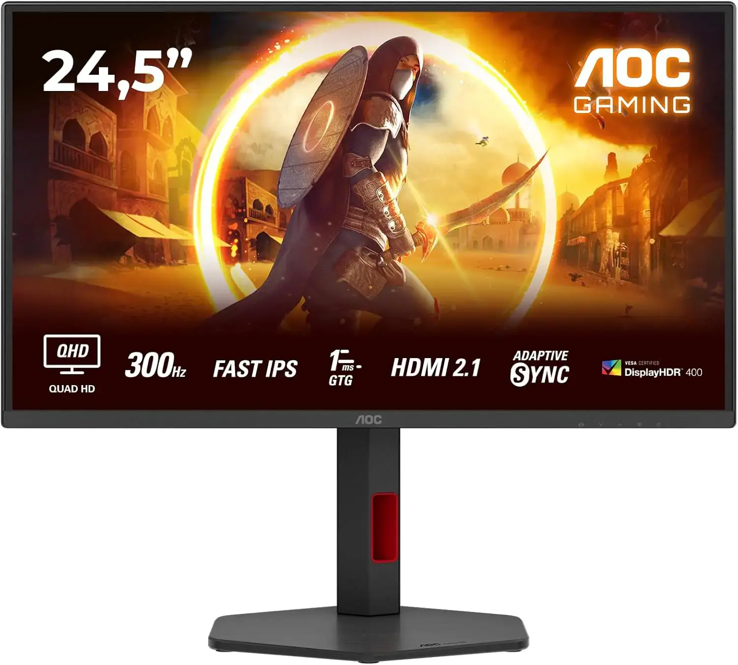 AOC Q25G4SR | 24.5 " | Fast IPS | QHD | 16:9 | 300 Hz | 1 ms | 2560 x 1440 pixels | 400 cd/m² | HDMI ports quantity 2 | Black