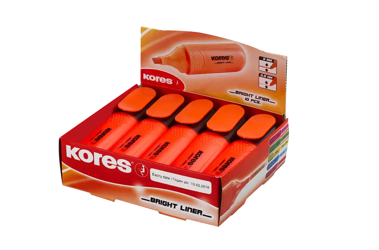 Teksto žymeklis KORES BRIGHT LINER, oranžinė