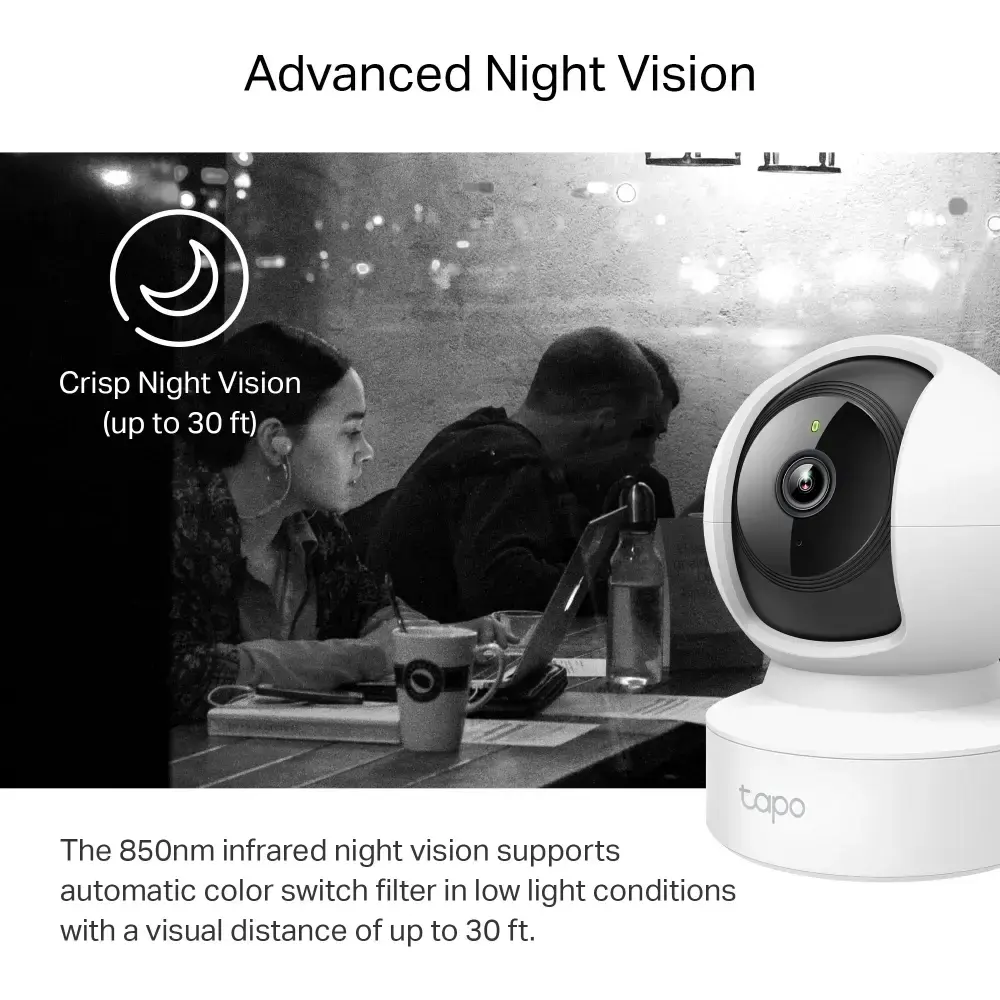 TP-Link Pan/Tilt Home Security Wi-Fi Camera, IP security camera, Indoor, Wired & Wireless, Amazon Alexa & Google Assistant, Ceiling/Wall/Desk, White