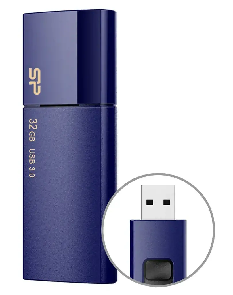 "Silicon Power Blaze B05", 32 GB, A tipo USB, 3.2 Gen 1 (3.1 Gen 1), skaidrių, 9,2 g, mėlyna