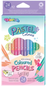 Spalvoti pieštukai dvipusiai  Colorino Pastel 12vnt / 24 pastelinių spalvų