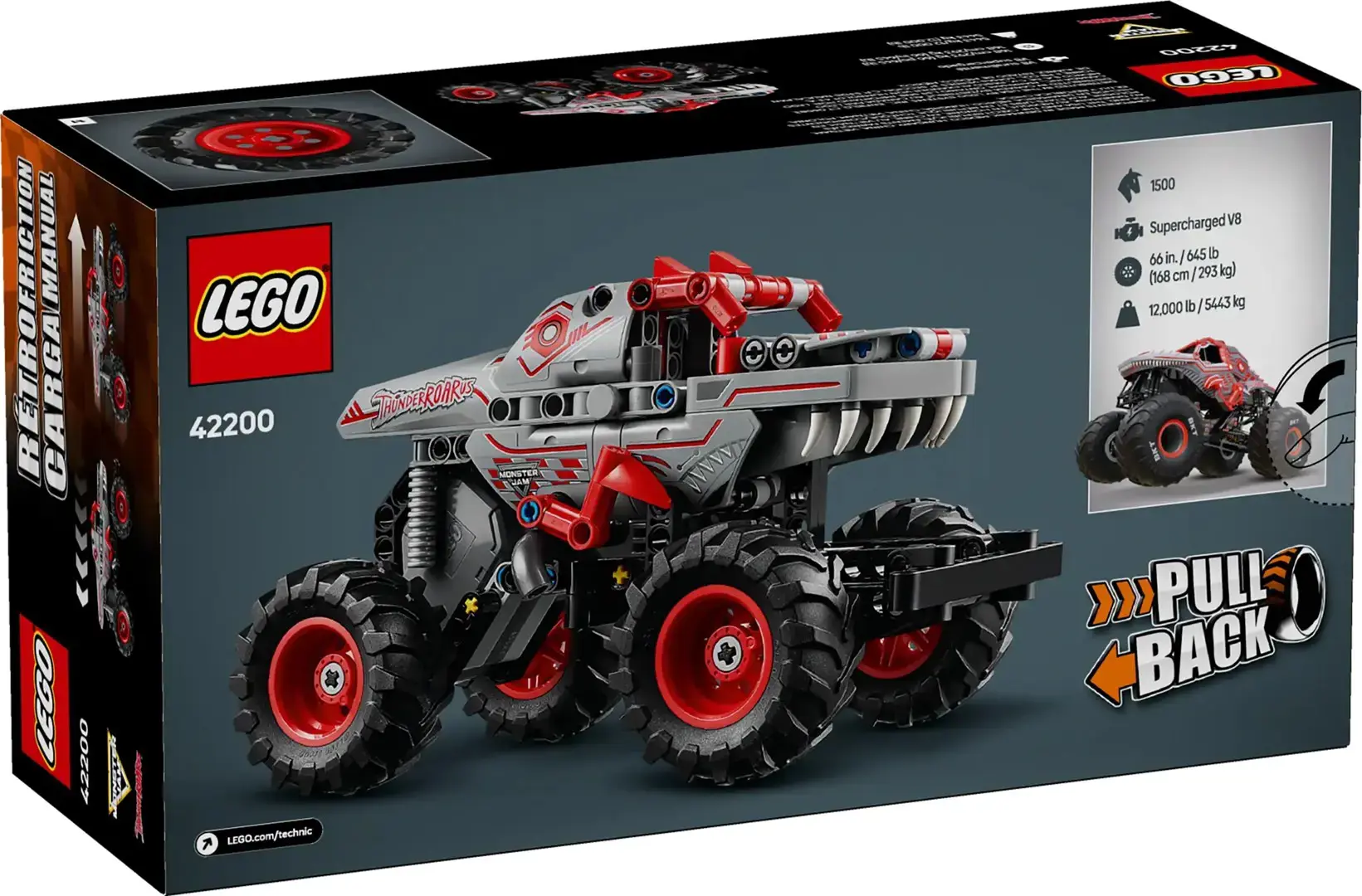 LEGO TECHNIC 42200 Monster Jam™ ThunderROARus™ with pull-back drive