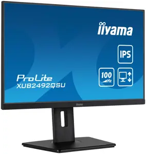 iiyama ProLite XUB2492QSU-B1, 60.5 cm (23.8"), 2560 x 1440 pixels, Wide Quad HD, LED, 1 ms, Black