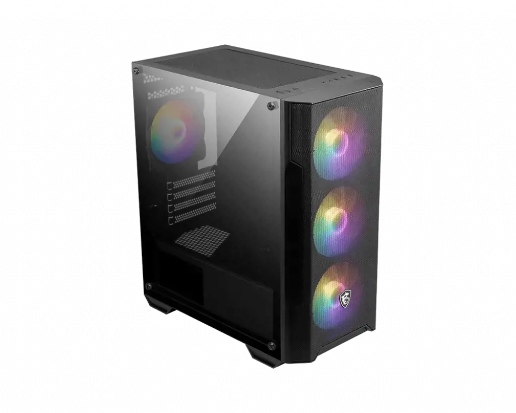 MSI MAG FORGE M100A, Micro Tower, Kompiuteris, Juodas, Skaidrus, micro ATX, Mini-ITX, Akrilinis, Žaidimams