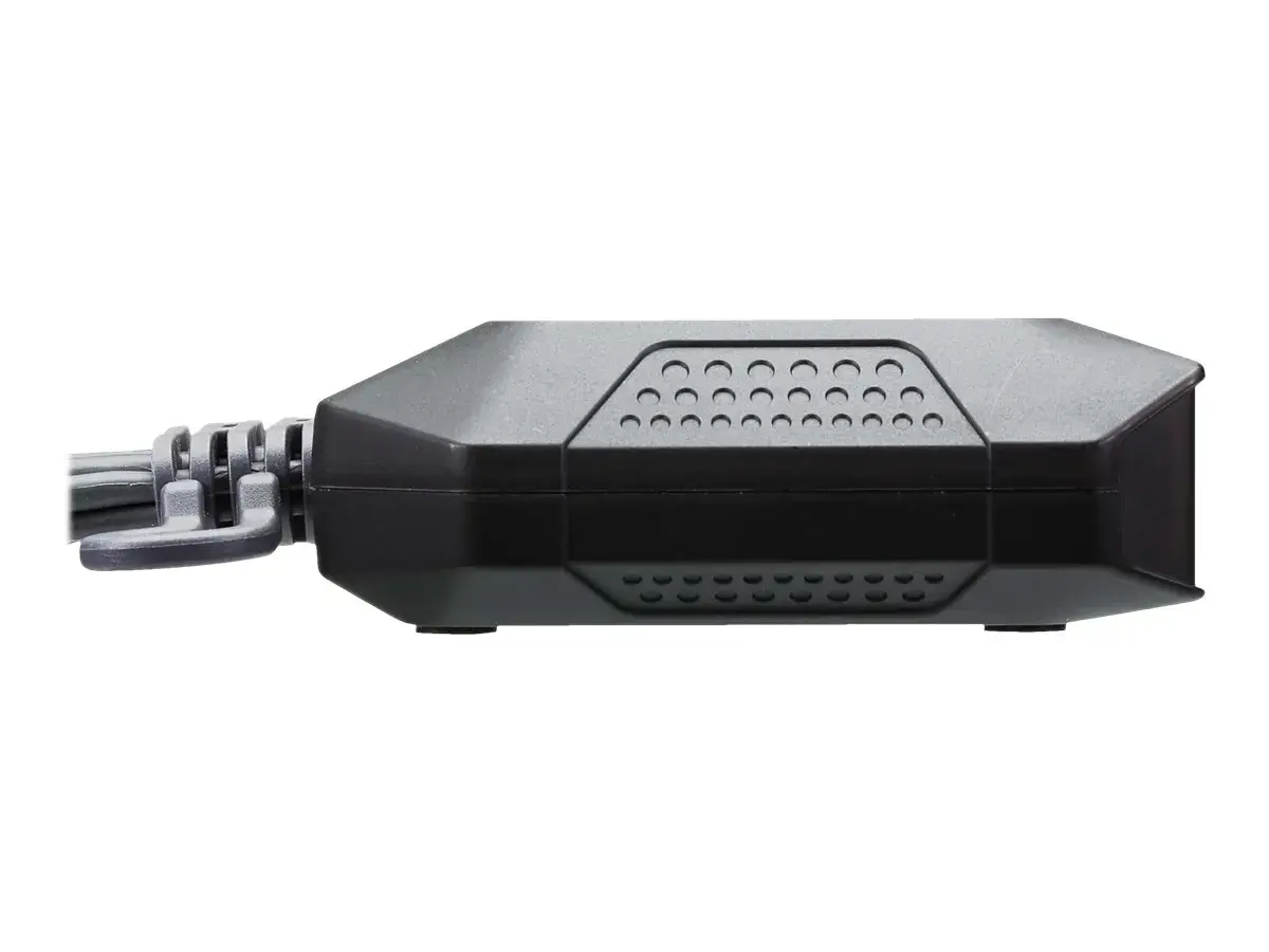 ATEN 2 prievadų USB 4K HDMI kabelinis KVM jungiklis su nuotoliniu prievadų parinkikliu, 4096 x 2160 taškų, 4K Ultra HD, 3,47 W, juodas