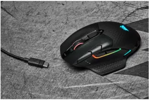 CORSAIR DARK CORE RGB PRO belaidė FPS/MOBA žaidimų pelė su SLIPSTREAM technologija, juodos spalvos, apšviesta RGB LED 18000 DPI, optinė (ES)