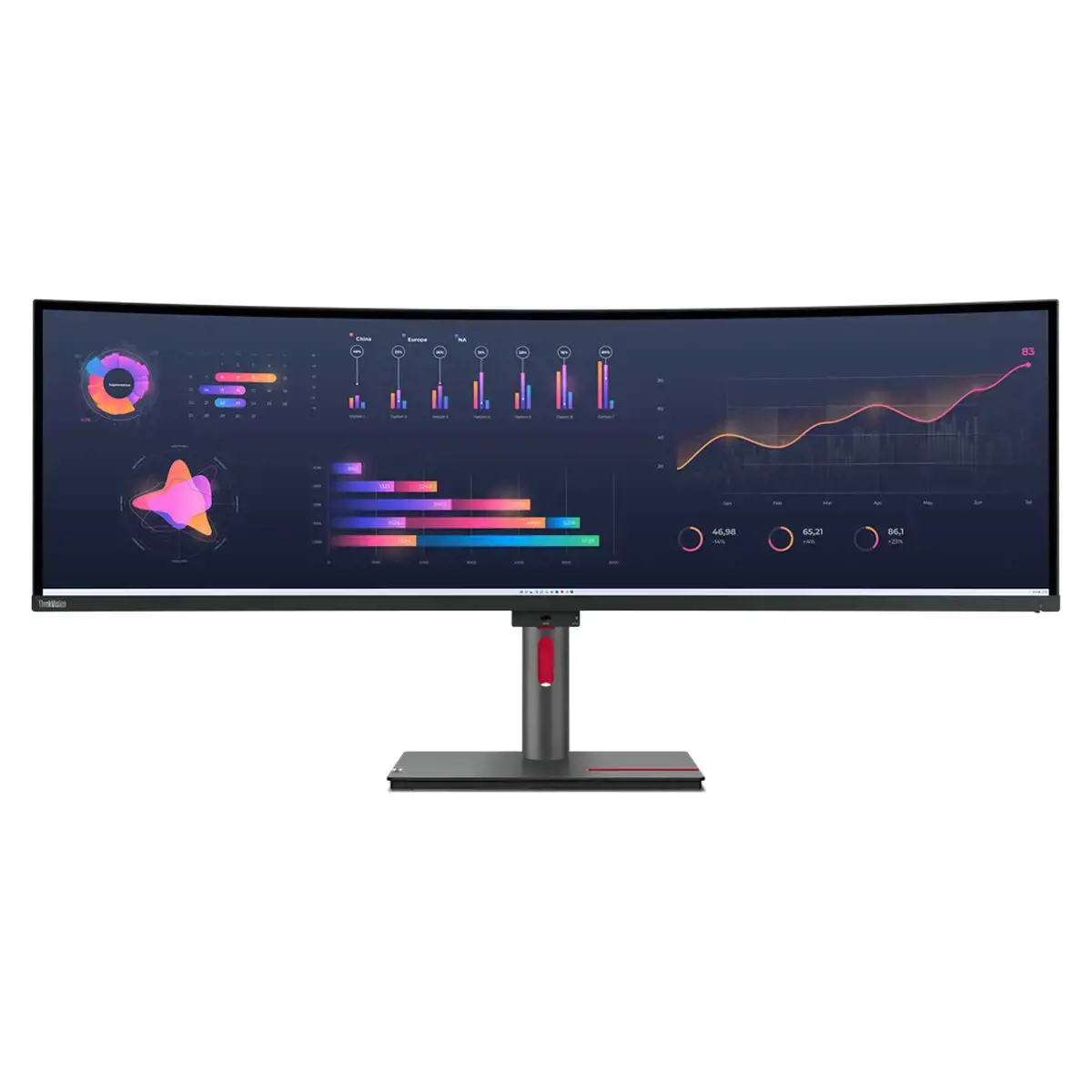 LENOVO P49w-30 49 colių IPS 5120x1440 32:9 60Hz 350cd/m2 4 ms 2x HDMI DP 4xUSB 3.2 G1 USB-C 3.2 G1 USB-C 3.2 G1 USB-B 3.2 G1 RJ45 2x5W Raven Black