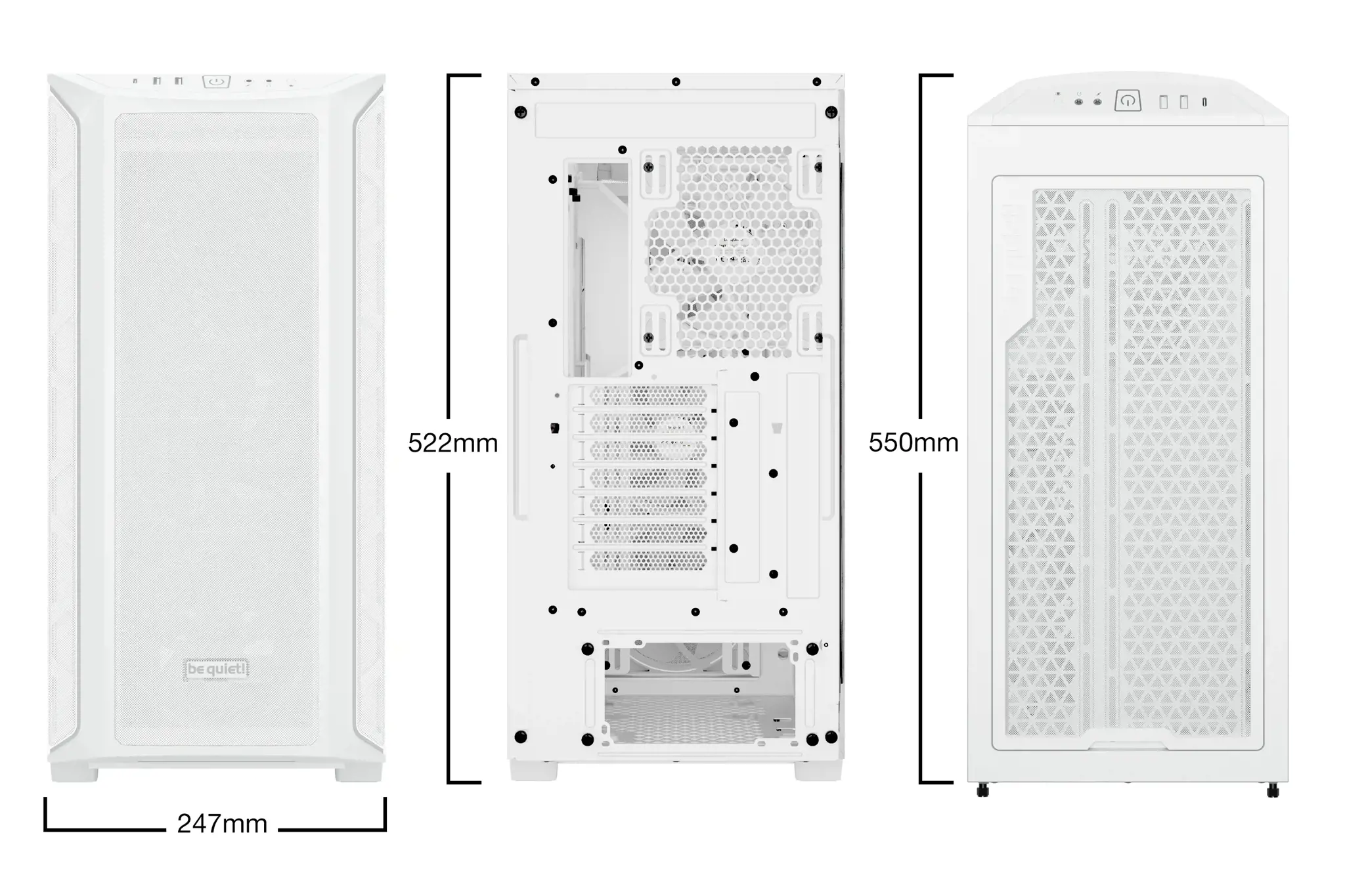 Būkite tylūs! Shadow Base 800 FX White, Midi Tower, Kompiuteris, Balta, ATX, EATX, micro ATX, Mini-ITX, Akrilonitrilo butadieno stirenas (ABS), Plienas, Grūdintas stiklas, Multi