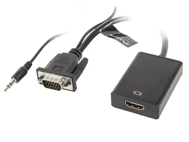 LANBERG AD-0021-BK Lanberg adapteris VGA(F) + audio 3,5 mm -> HDMI(F) 20 cm