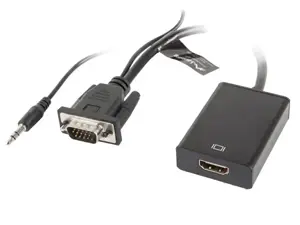LANBERG AD-0021-BK Lanberg adapteris VGA(F) + audio 3,5 mm -> HDMI(F) 20 cm