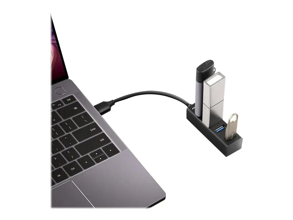 AXAGON HUE-M1A 4x USB3.2 Gen 1 MINI šakotuvas, metalinis, 20 cm USB-A laidas